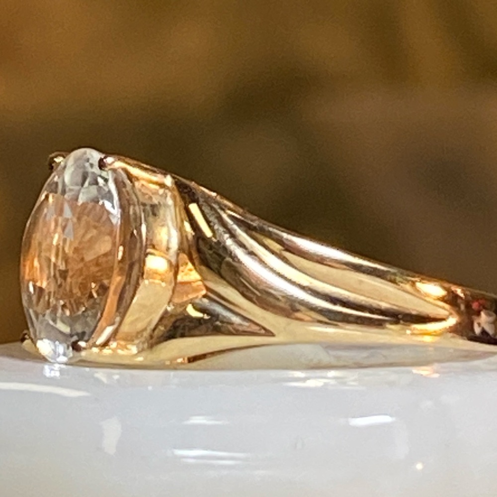 Vintage 14K Yellow Gold Moissanite Solitaire Ring Size 6 Large Sparkly - Picture 11 of 16